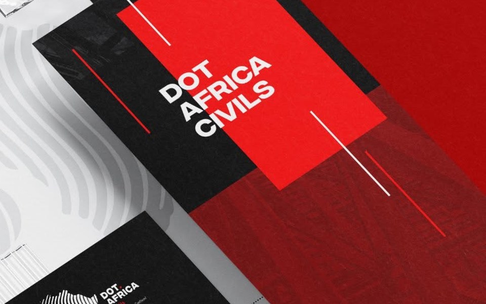 Dot Africa Civils brand identity — stationery and folder