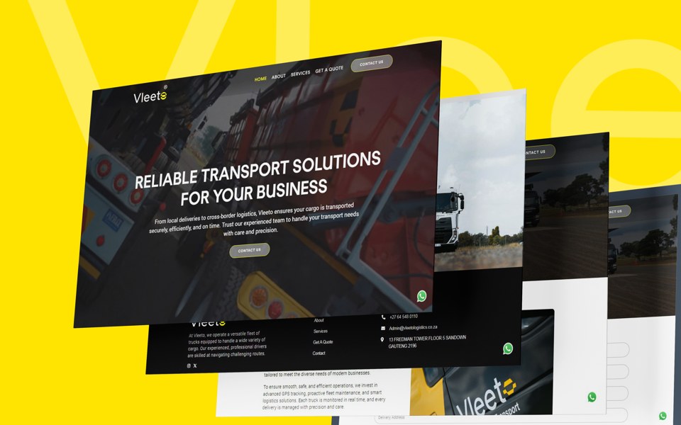 Vleeto Logistics website mockup